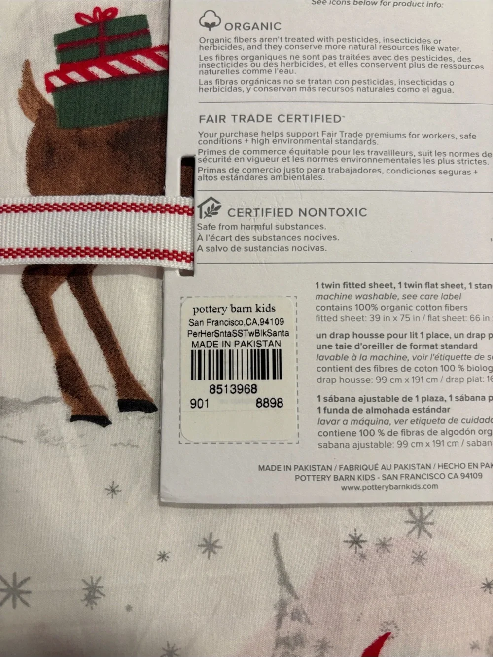 Pottery Barn Kids Holiday Heritage Santa Sheet Set - twin - brand new never used